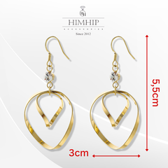 Khuyên Tai Dài HimHip 2 Vòng Xoắn Sang Trọng HKCC Đính Phale 3x5.5cm