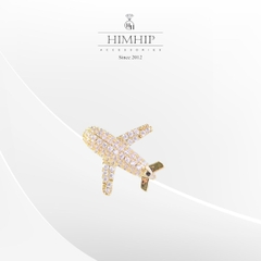 Pin Cài Áo HimHip Máy Bay Vàng Nhỏ Thanh Lịch HKCC Đính Phale 1.5x1.6cm