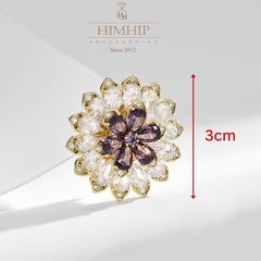 Pin Cài Tự Hít HimHip Hoa Cúc Nụ Tím Sang Trọng HKCC Đính Phale 3*3cm