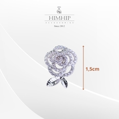 Pin Cài Áo HimHip Hoa Hồng Xoắn Lá Vàng Nữ Tính HKCC Đính Phale 1.5cm