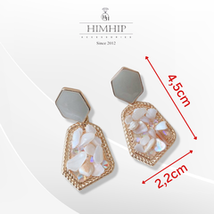 Khuyên Tai Bản To HimHip Mặt Ngũ Giác Trẻ Trung HKCC Đính Đá 2.2x4.5cm
