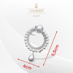 Trâm, Ghim Cài Áo HimHip Vòng Tròn Dáng Thả Sang Trọng HKCC Mix Trai 4*5,5cm