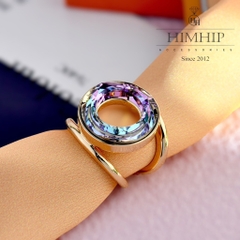 Cài Khăn 4 Chấu HimHip Size To Mặt Tròn Sang Trọng HKCC Đính Phale 2x2.5cm - Ánh Tím