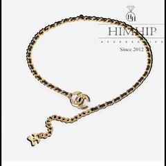 Dây Lưng HimHip Xích Phối Da PU Khóa C.nel Sang Trọng 94cm