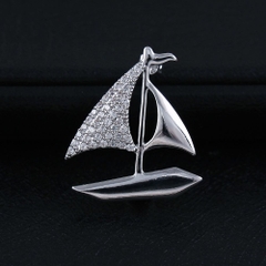 Trâm, Ghim Cài Áo HimHip Thuyền Buồm Dáng Trơn Thanh Lịch HKCC Đính Phale 2,2*2,5cm