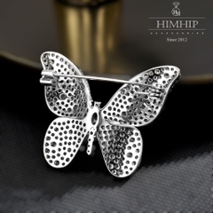 Trâm, Ghim Cài Áo HimHip Bướm Trắng Sang Trọng HKCC Đính Phale 2*3cm