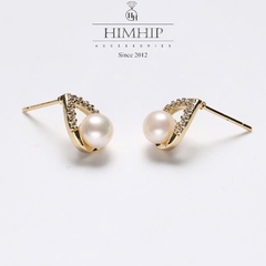 Khuyên Tai Nụ HimHip Giọt Nước Phale Sang Trọng HKCC Đính Phale, Trai Thật 0.5x0.8cm