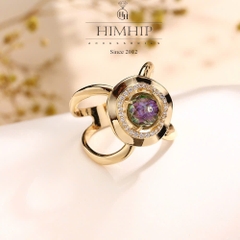 Cài Khăn 4 Chấu HimHip Size To Nụ Tròn Ánh Tím Sang Trọng HKCC Đính Phale 2.2x2.2cm