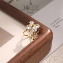 Cài Khăn 4 Chấu HimHip Size Nhỏ Hoa 4 Cánh May Mắn HKCC Đính Phale 1.6x1.6cm