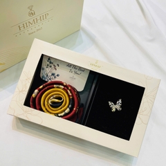 Set Quà HimHip Khăn Lụa Cao Cấp 53*53cm & Cài Áo Kèm Túi Hộp Thiệp - 1139