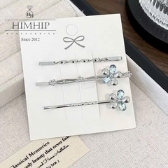 Set 3 Chiếc Kẹp Mái HimHip HKCC Hoa Bướm Nhỏ Đính Đá Phale Lấp Lánh