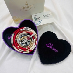 Set Quà Valentine HimHip Khăn Lụa Vuông 70x70cm & Kẹp Mái Kèm Túi Hộp Thiệp - 124