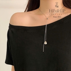 Vòng Cổ HimHip Titan Charm Giọt Nước Phối Dây Rút Sợi Mì Thanh Lịch 65cm