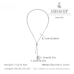 Vòng Cổ HimHip Titan Charm Giọt Nước Phối Dây Rút Sợi Mì Thanh Lịch 65cm