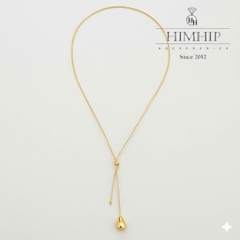 Vòng Cổ HimHip Titan Charm Giọt Nước Phối Dây Rút Sợi Mì Thanh Lịch 65cm