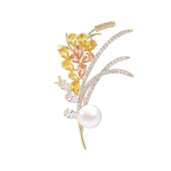 Trâm, Ghim Cài Áo HimHip Bông Lúa Vàng Thanh Lịch HKCC Mix Trai 3*6cm