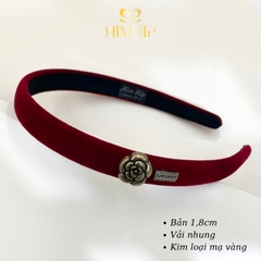 Bờm Noel HimHip Phối Vải Nhung Mix Hoa Hồng Sang Trọng 1.8cm - Đỏ