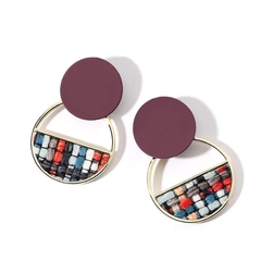 Khuyên Tai Bản To HimHip Mặt Tròn Phong Cách De Stijl Thanh Lịch HKCC 2.1-2.7x4cm