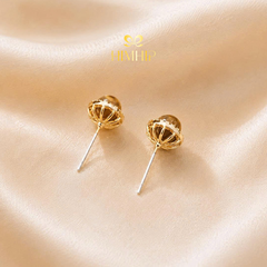 Khuyên Tai Nụ HimHip HKCC Đá Nâu Mắt Mèo Viền Phale 1cm