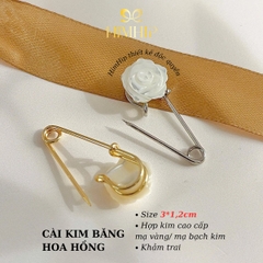 [Thiết kế] Trâm, Ghim Cài Áo Kim Băng HimHip HKCC Hoa Hồng Khảm Trai 3*1.2cm