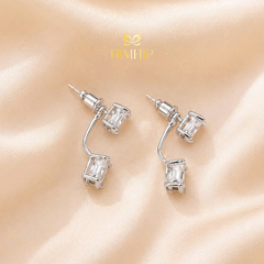 Khuyên Tai Ngắn HimHip HKCC 2 Kiểu Đá Phale Oval Thanh Lịch 0.7x2.4cm