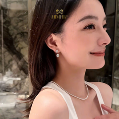 Khuyên Tai Ngắn HimHip HKCC 2 Kiểu Đá Phale Oval Thanh Lịch 0.7x2.4cm