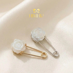 [Thiết kế] Trâm, Ghim Cài Áo Kim Băng HimHip HKCC Hoa Hồng Khảm Trai 1.2cm