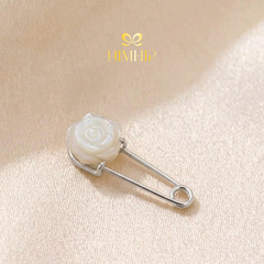 [Thiết kế] Trâm, Ghim Cài Áo Kim Băng HimHip HKCC Hoa Hồng Khảm Trai 1.2cm