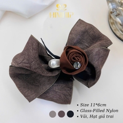 Kẹp Móc Dọc HimHip Glass-filled Nylon Nơ Vải Hạt Giả Trai Đính Hoa Hồng Nhỏ 11x6cm