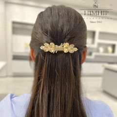 Kẹp Bấm HimHip HKCC Đính Đá Phale Nơ Thắt Sang Trọng 9x2.5cm - Vàng