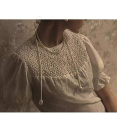 [Thiết Kế] Vòng Cổ HimHip Tinh Thể Ngọc Trai 5Li 4in1 Sang Trọng 120cm Phụ Kiện Áo Dài