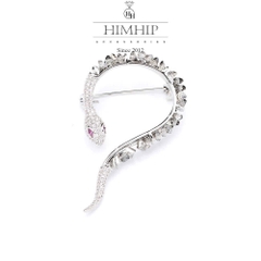 Trâm, Ghim Cài Áo Nam Nữ HimHip Rắn Đá Sang Trọng HKCC Đính Phale 3*5,5cm