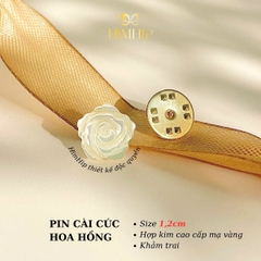 [Thiết kế] Pin Cài Áo HimHip Hoa Hồng Sang Trọng HKCC Khảm Trai 1,2cm HPBD