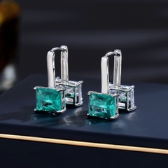 Khuyên Tai Ngắn HimHip Mặt Đá Vuông Sang Trọng HKCC Đính Phale 1x2cm