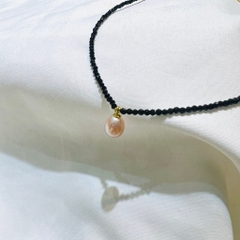 [Thiết Kế Độc Quyền] Choker HIMHIP Đá Đen 2ly Mix Trai Thật Sang Trọng 32+7cm