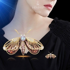 Trâm, Ghim Cài Áo HimHip Bướm Cánh Đôi Sang Trọng HKCC Mix Trai 3*4cm