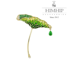 Trâm, Ghim Cài Áo HimHip Lá Sen Quý Phái HKCC Đính Phale 4,5*5cm
