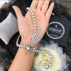 [Thiết Kế] Vòng Cổ HimHip Tinh Thể Ngọc Trai 8Li Mặt Lá Phale Sang Trọng 50+0cm Phụ Kiện Áo Dài