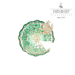 Trâm, Ghim Cài Áo HimHip Lá Sen Hoạ Tiết Độc Đáo Sang Trọng HKCC Đính Phale 4*3,5cm HPBD