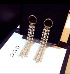 Khuyên Tai Dài HimHip HKCC Tua Rua Phale Phối Hạt Giả Trai Quý Phái 1.5*8.5cm