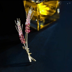 Trâm, Ghim Cài Áo HimHip Lúa Đôi Thanh Lịch HKCC Đính Phale 2,7*7cm