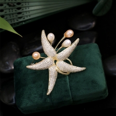 Trâm, Ghim Cài Áo HimHip Sao Biển Vàng Thanh Lịch HKCC Mix Trai 5,5*6,5cm