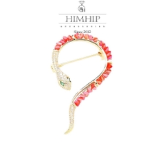 Trâm, Ghim Cài Áo Nam Nữ HimHip Rắn Đá Sang Trọng HKCC Đính Phale 3*5,5cm