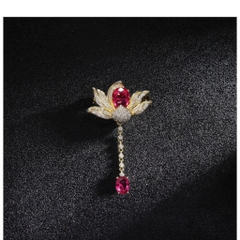 Trâm, Ghim Cài Áo Nhỏ HimHip Hoa Sen Tua Dài Sang Trọng HKCC Đính Phale 2,5*5cm