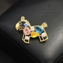 Trâm, Ghim Cài Áo HimHip Ngựa Tết Đính Hạt Phale Sắc Màu 3.5*2.8cm