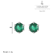 Khuyên Tai Nụ HimHip Hạt Phale Tròn Đính Chấu TiTan Lục Giác 6ly