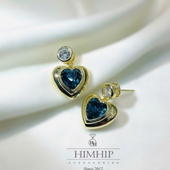 Khuyên Tai Ngắn HimHip Mặt Hình Tim Thanh Lịch HKCC Đính Phale 1.6x2cm