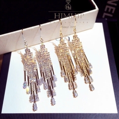 Khuyên Tai Dài HimHip Chùm Sương Lấp Lánh HKCC Đính Phale 1.5x(7+1.7)cm