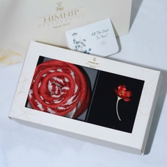 Set Quà HimHip Khăn Lụa Vuông 90*90cm & Cài Áo Kèm Túi Hộp Thiệp - 1154