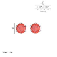 Khuyên Tai Nụ HimHip Hạt Phale Tròn Đính Chấu TiTan Lục Giác 6ly